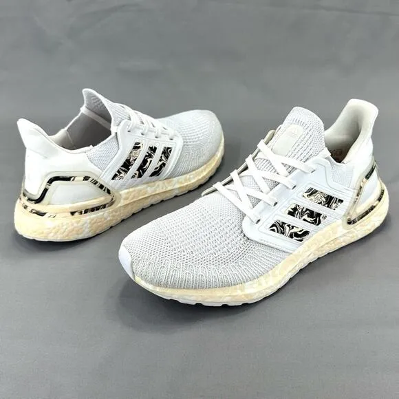 ADIDAS PRIMEBLUE ULTRABOOST 20 WHITE CREAM &amp; BLACK ATHLEISURE / RUNNING SNEAKERS