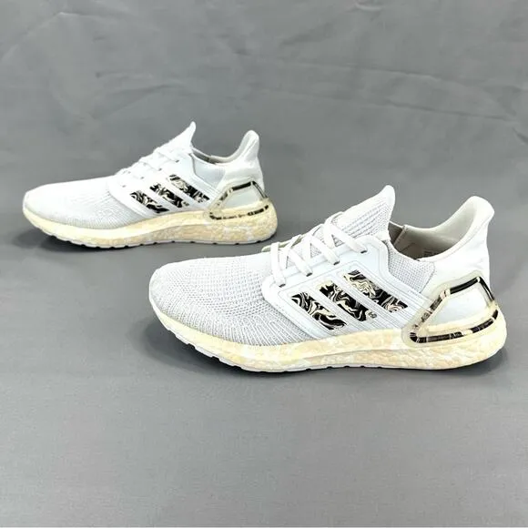 ADIDAS PRIMEBLUE ULTRABOOST 20 WHITE CREAM &amp; BLACK ATHLEISURE / RUNNING SNEAKERS