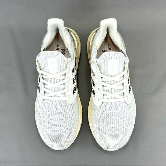 ADIDAS PRIMEBLUE ULTRABOOST 20 WHITE CREAM &amp; BLACK ATHLEISURE / RUNNING SNEAKERS