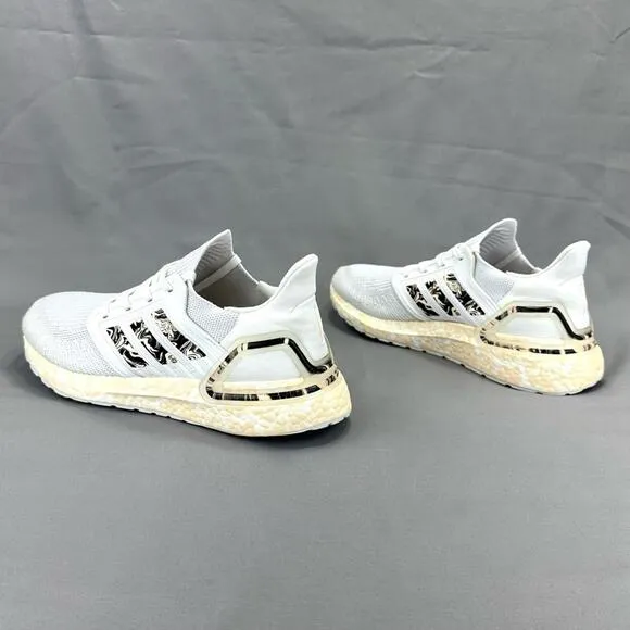 ADIDAS PRIMEBLUE ULTRABOOST 20 WHITE CREAM &amp; BLACK ATHLEISURE / RUNNING SNEAKERS