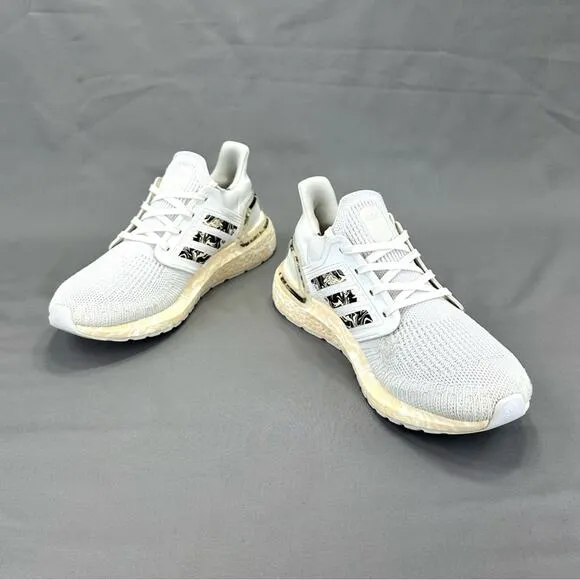ADIDAS PRIMEBLUE ULTRABOOST 20 WHITE CREAM &amp; BLACK ATHLEISURE / RUNNING SNEAKERS
