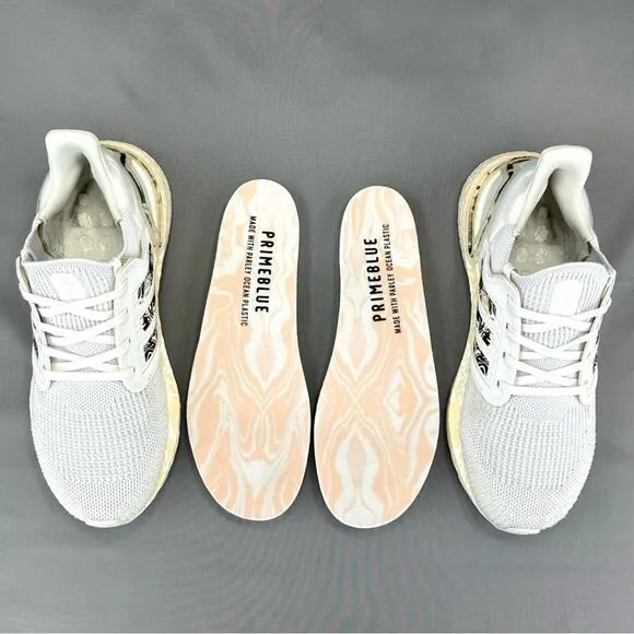 ADIDAS PRIMEBLUE ULTRABOOST 20 WHITE CREAM &amp; BLACK ATHLEISURE / RUNNING SNEAKERS