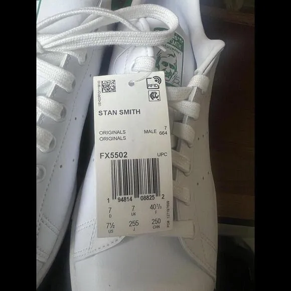 Adidas Stan Smith Signed Autograph FX5502 Shoes Leather White Green Mens 7.5