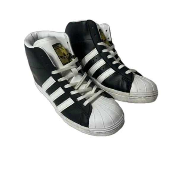 Adidas Superstar Pro 80s Black White Triple Stripe Running Shoes Size 6 Lady
