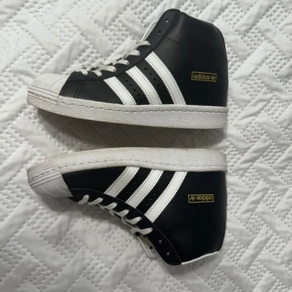 Adidas Superstar Pro 80s Black White Triple Stripe Running Shoes Size 6 Lady