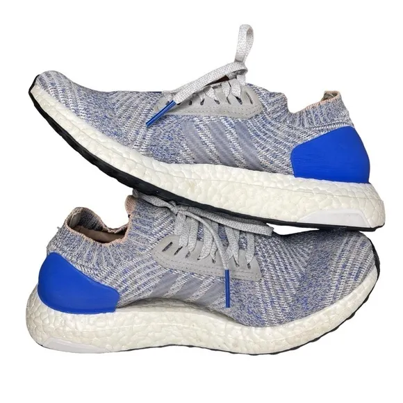 Adidas UltraBoost X Womens 7.5 Grey Two Hi Res Blue Prime Knit Sneakers Shoes