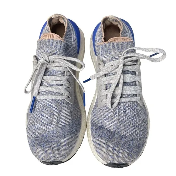 Adidas UltraBoost X Womens 7.5 Grey Two Hi Res Blue Prime Knit Sneakers Shoes