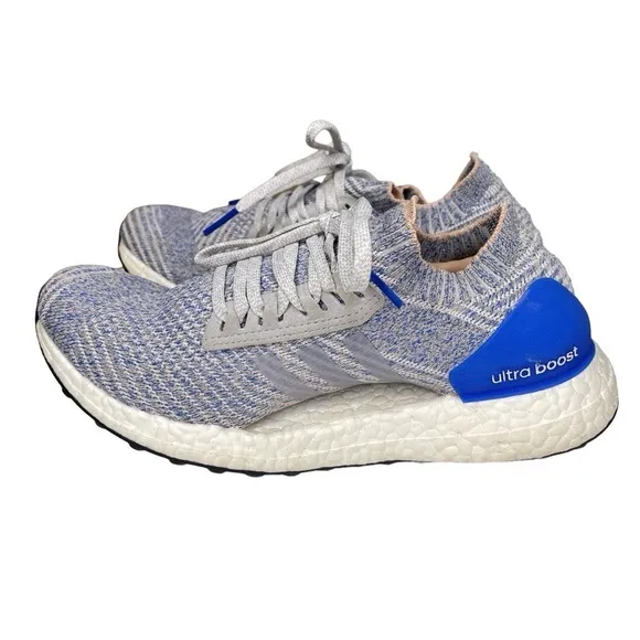 Adidas UltraBoost X Womens 7.5 Grey Two Hi Res Blue Prime Knit Sneakers Shoes