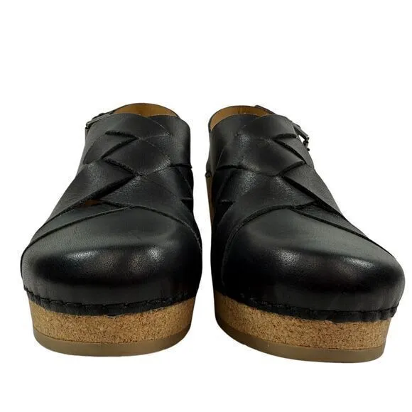 Aetrex Paige Slingback Platform Clog Comfort Shoes Black Leather Womens 10 EU 41