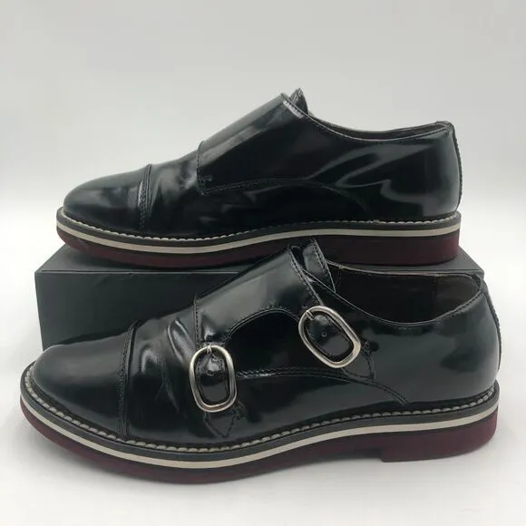 AGL Monk Strap Oxfords Women's‎ Size 6 Black Patent Leather N721016