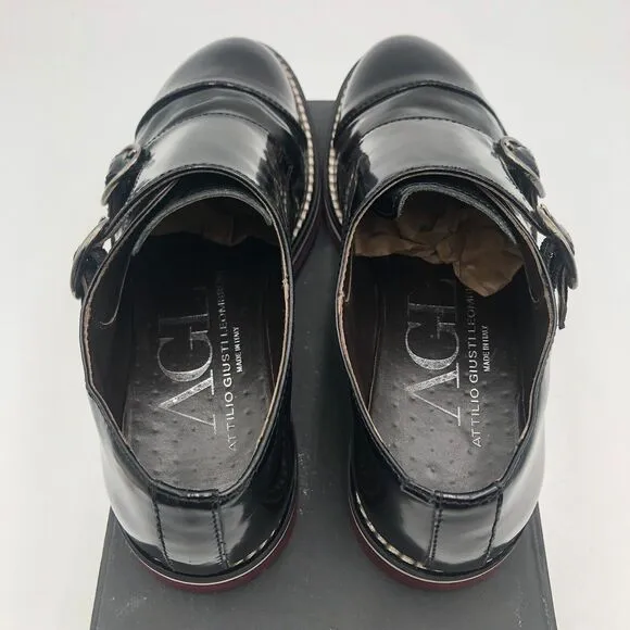 AGL Monk Strap Oxfords Women's‎ Size 6 Black Patent Leather N721016