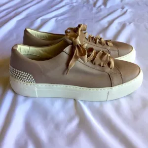 AGL Platform Tan Pearl Sneakers