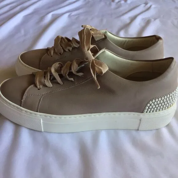 AGL Platform Tan Pearl Sneakers