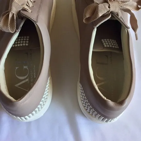 AGL Platform Tan Pearl Sneakers