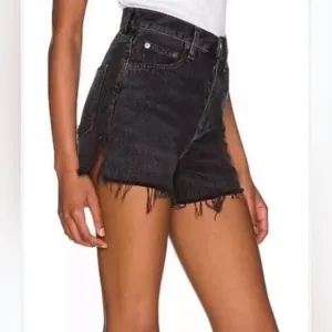 Agolde Dee vintage High Rise Shorts  in black distressed with raw hem Size 30