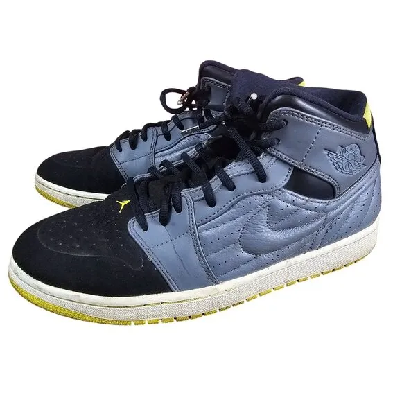 Air Jordan 1 Retro 99 Mens Sneakers Sz 10.5 Cool Grey Vibrant Yellow Streetwear