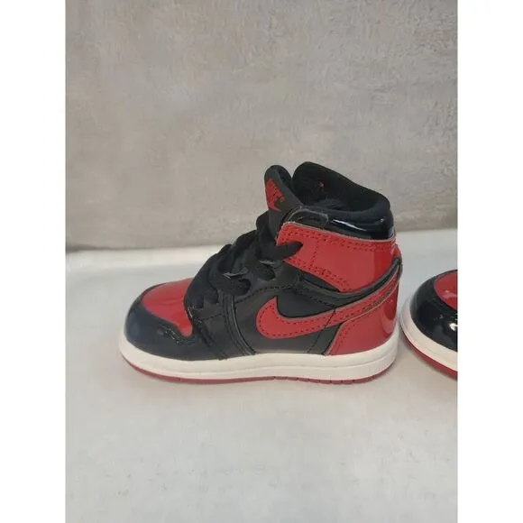 Air Jordan 1 Retro High OG TD 'Patent Bred'  Infant Size  4c Uk 3.5 ( 12 Month)