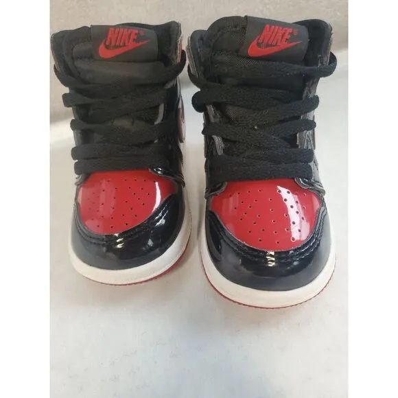 Air Jordan 1 Retro High OG TD 'Patent Bred'  Infant Size  4c Uk 3.5 ( 12 Month)