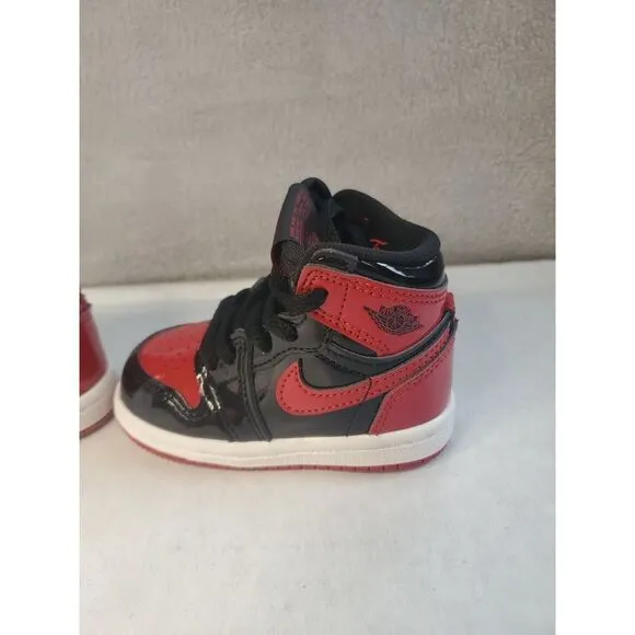 Air Jordan 1 Retro High OG TD 'Patent Bred'  Infant Size  4c Uk 3.5 ( 12 Month)