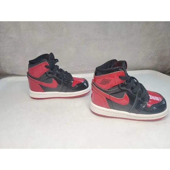 Air Jordan 1 Retro High OG TD 'Patent Bred'  Infant Size  4c Uk 3.5 ( 12 Month)