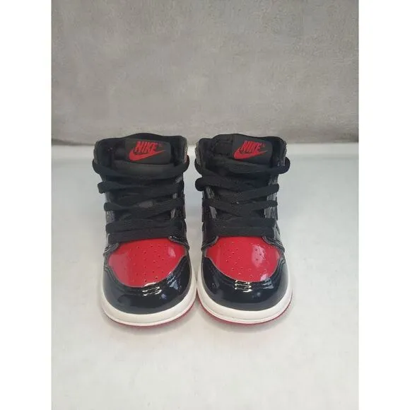 Air Jordan 1 Retro High OG TD 'Patent Bred'  Infant Size  4c Uk 3.5 ( 12 Month)
