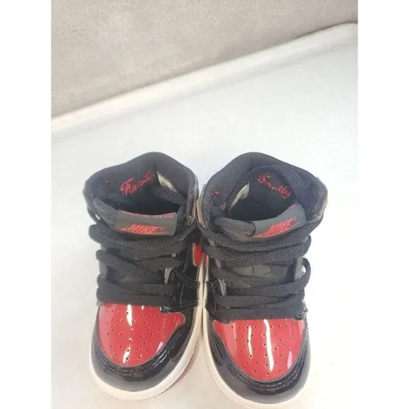 Air Jordan 1 Retro High OG TD 'Patent Bred'  Infant Size  4c Uk 3.5 ( 12 Month)