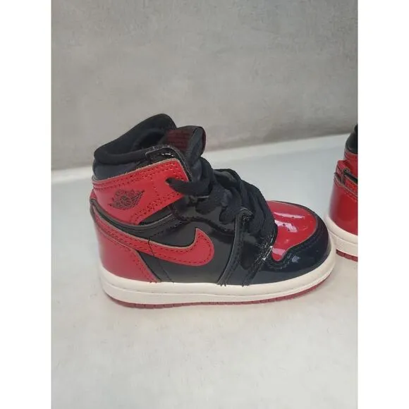 Air Jordan 1 Retro High OG TD 'Patent Bred'  Infant Size  4c Uk 3.5 ( 12 Month)
