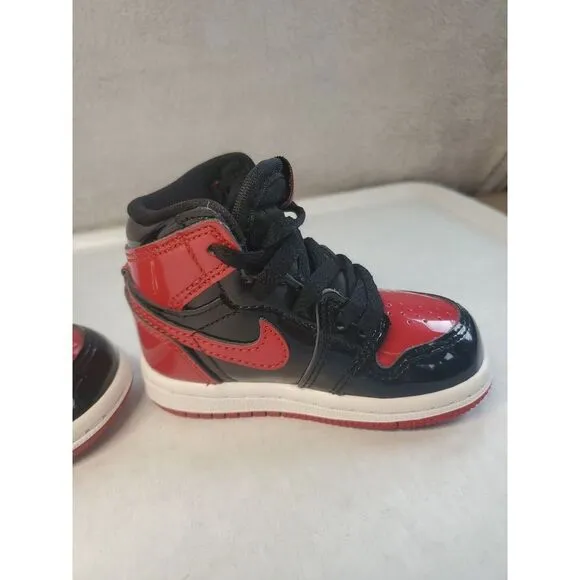 Air Jordan 1 Retro High OG TD 'Patent Bred'  Infant Size  4c Uk 3.5 ( 12 Month)