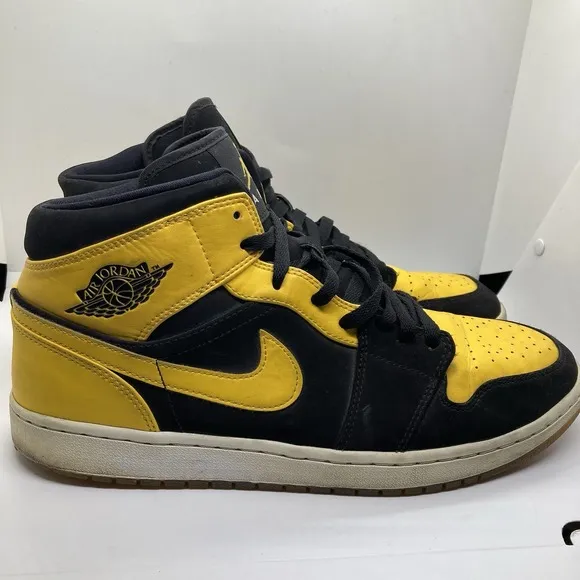 Air Jordan 1 Retro Mid Men 13 Yellow Black New Love Shoes Sneakers 2017