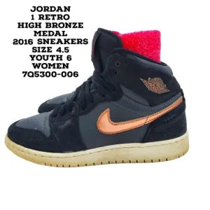 Air Jordan 1 Shoes Youth 4.5 Women 6 Retro High Bronze Medal 2016 Sneakers
