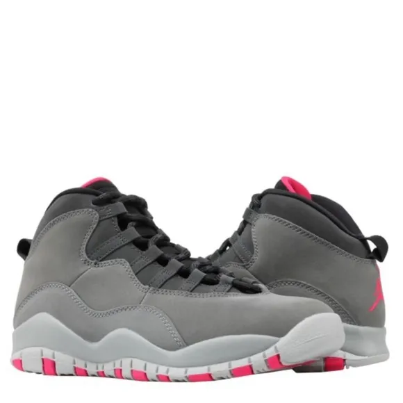 Air Jordan 10 Retro Kids' Shoes Dark Smoke Grey/Rush Pink/Black 487211-006