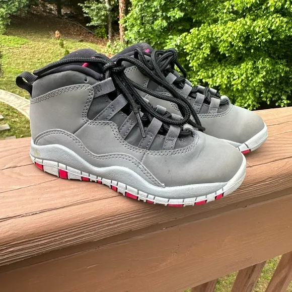 Air Jordan 10 Retro Kids' Shoes Dark Smoke Grey/Rush Pink/Black 487211-006