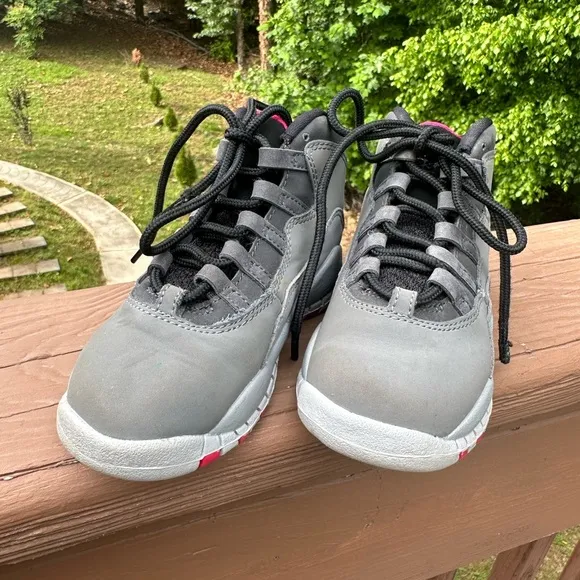 Air Jordan 10 Retro Kids' Shoes Dark Smoke Grey/Rush Pink/Black 487211-006