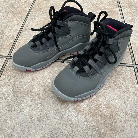 Air Jordan 10 Retro Kids' Shoes Dark Smoke Grey/Rush Pink/Black 487211-006