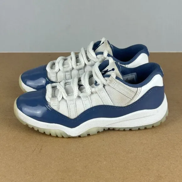 Air Jordan 11 Retro Low Diffused Blue Leather Athletic Shoes Kids 13C Blue White