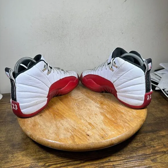 Air Jordan 12 Retro Cherry White Red GS 153265-116 Shoes Sneakers Women's Size 7