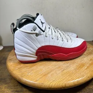 Air Jordan 12 Retro Cherry White Red GS 153265-116 Shoes Sneakers Women's Size 7