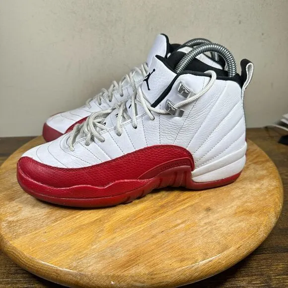 Air Jordan 12 Retro Cherry White Red GS 153265-116 Shoes Sneakers Women's Size 7
