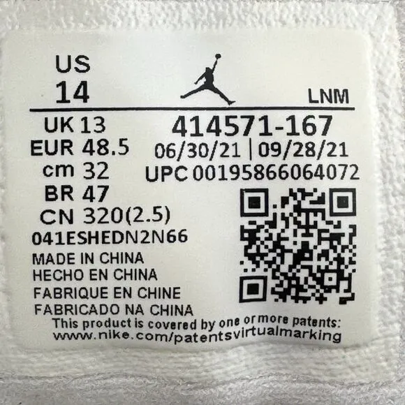 Air Jordan 13 Retro Del Sol Shoe Men Size 14 White Basketball Sneaker No Insoles