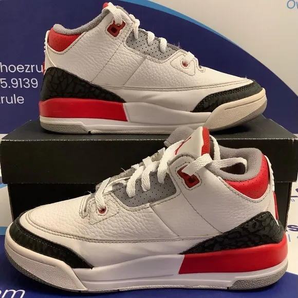 Air Jordan 3 Retro Fire Red Kids Size 2.5y