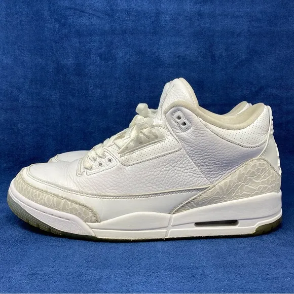 Air Jordan 3 retro ‘triple white/pure white’ men’s shoes size 11.5 pre owned
