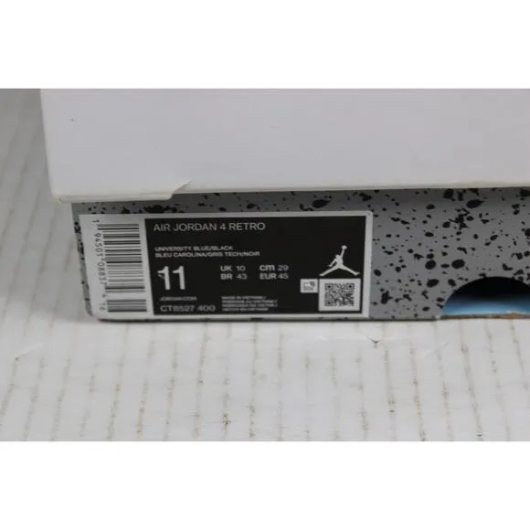 Air Jordan 4 CT8527-400 College Blue Retro Basketball Shoes size 11, W/ box