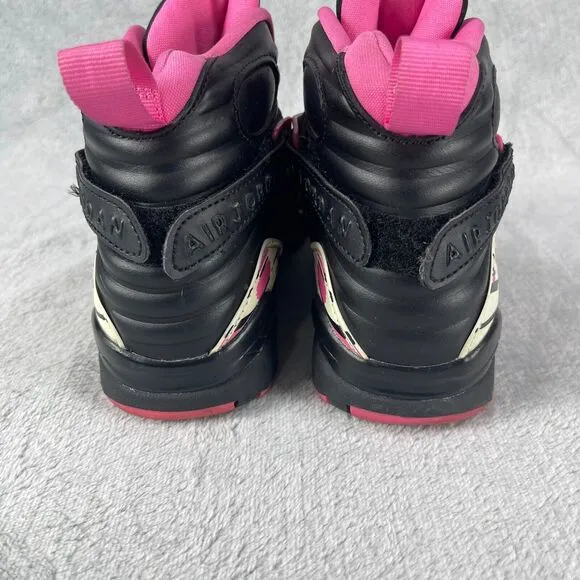 Air Jordan 8 Retro GS Youth 6.5 Black White Pinksicle Leather Shoes 580528-006