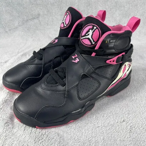 Air Jordan 8 Retro GS Youth 6.5 Black White Pinksicle Leather Shoes 580528-006