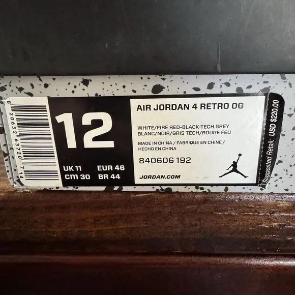 Air Jordan Retro 4 White Cement Shoes