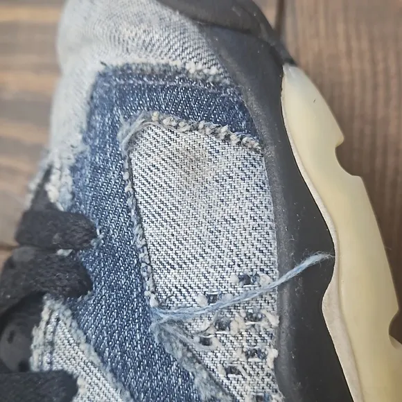 Air Jordan Retro Distressed Washed Denim Trainers Size 4Y