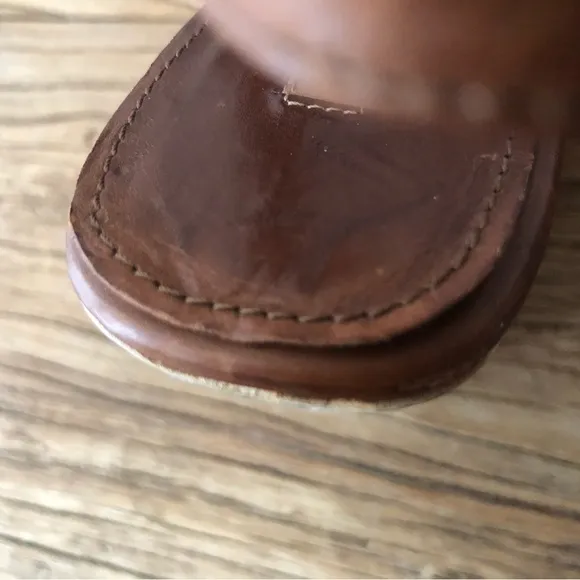 Alaia  Leather Wooden Brown Platform Wedges