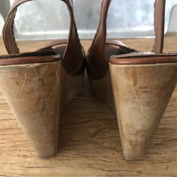 Alaia  Leather Wooden Brown Platform Wedges