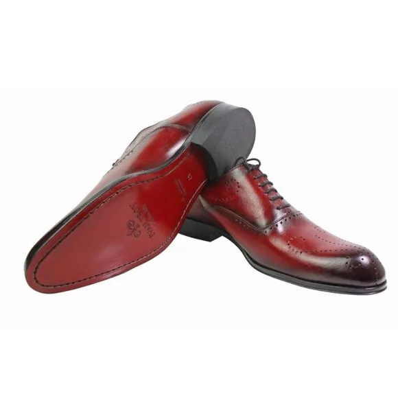 Alberto Oxford Red Italian Leather Shoes