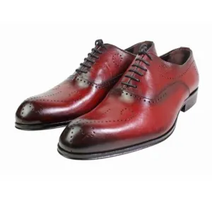 Alberto Oxford Red Italian Leather Shoes